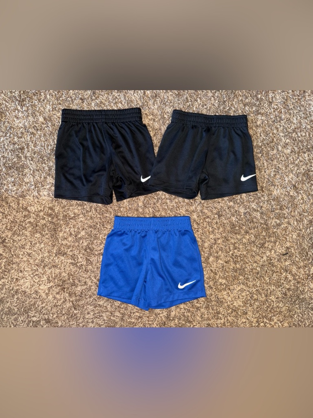 Nike Kids Athletic Shorts Trio - Black & Royal Blue -18 mo